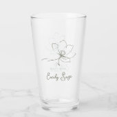 Coastal Blue Floral Line Art Minimalist Zen Glas (Rückseite)