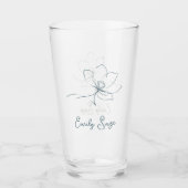 Coastal Blue Floral Line Art Minimalist Zen Glas (Vorderseite)