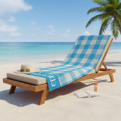 Coastal Blue Gingham Personalisiert Strandtuch