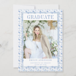 Coastal Blue Graduation Announcement Card Photo Einladung