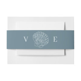 Coastal Blue Hand Drawn Seashell Monogram Wedding Einladungsbanderole