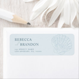 Coastal Blue Hand Drawn Seashell Wedding Address