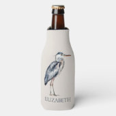 Coastal Blue Heron Bird Personalized Flaschenkühler (Flaschenvorderseite)