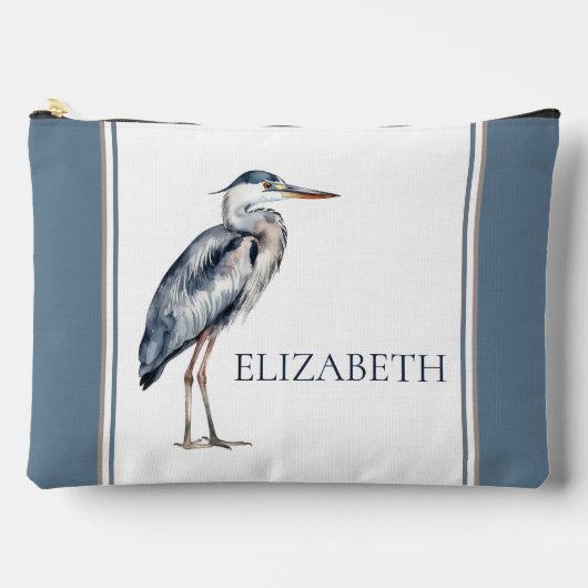 Coastal Blue Heron Bird Personalized Zubehörtasche (Vorderseite)