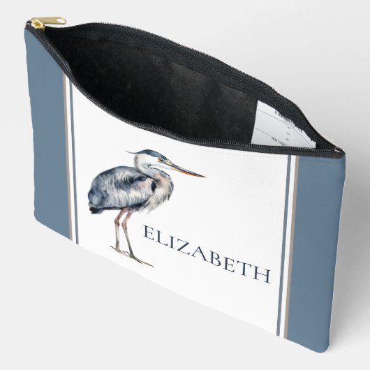 Coastal Blue Heron Bird Personalized Zubehörtasche (Offen)