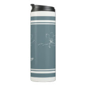 Coastal Blue Ivory Floral Line Art Striped Thermosbecher (Nach rechts gedreht)
