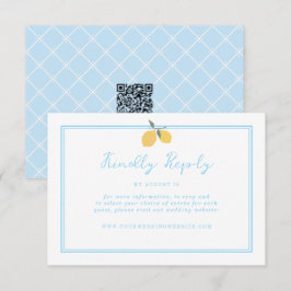 Coastal Blue Lemon Amalfi QR Code RSVP Begleitkarte