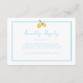 Coastal Blue Lemon Amalfi QR Code RSVP Begleitkarte (Vorderseite)