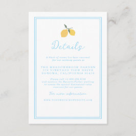 Coastal Blue Lemon Amalfi Wedding Details Card Begleitkarte