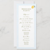 Coastal Blue Lemon Amalfi Wedding Program Card Einladung (Rückseite)