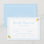 Coastal Blue Lemon Amalfi Wedding RSVP Card Begleitkarte (Vorne/Hinten)
