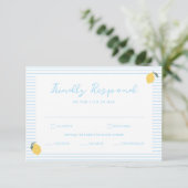 Coastal Blue Lemon Amalfi Wedding RSVP Card Begleitkarte (Stehend Vorderseite)