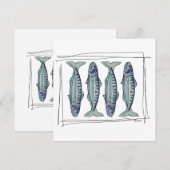 Coastal Blue Mackerel Seamless Ocean Fish Pattern Einladung (Vorne/Hinten)