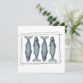 Coastal Blue Mackerel Seamless Ocean Fish Pattern Einladung (Stehend Vorderseite)