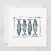Coastal Blue Mackerel Seamless Ocean Fish Pattern Einladung (Rückseite)