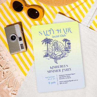 Coastal Blue Mermaid Cowgirl Summer Party Einladung