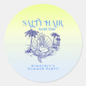 Coastal Blue Mermaid Cowgirl Summer Party Runder Aufkleber (Vorderseite)
