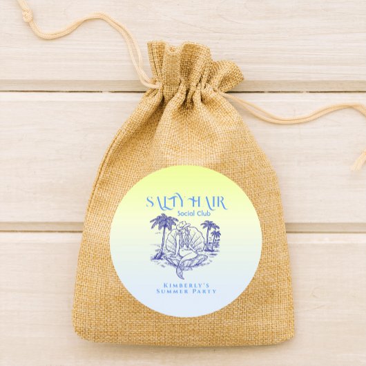 Coastal Blue Mermaid Cowgirl Summer Party Runder Aufkleber