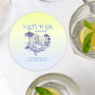 Coastal Blue Mermaid Cowgirl Summer Party Runder Pappuntersetzer