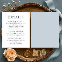 Coastal Blue Minimalist Elegant Wedding Details Einladung