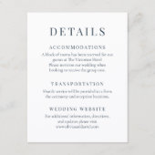 Coastal Blue Minimalist Elegant Wedding Details Einladung (Vorderseite)