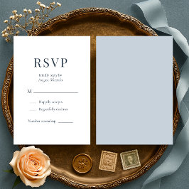 Coastal Blue Minimalist Wedding RSVP 
