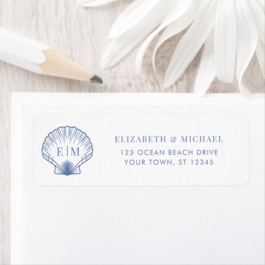 Coastal Blue Monogram Wedding Return Address (Insitu)