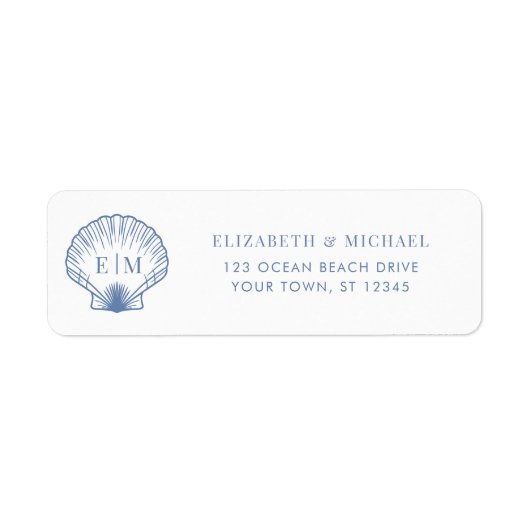 Coastal Blue Monogram Wedding Return Address (Vorne)