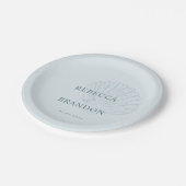 Coastal Blue Nautical Hand Drawn Seashell Wedding Pappteller (Schrägansicht)