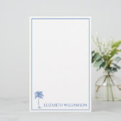 Coastal Blue Palmetto Palm Tree Personalisiert Briefpapier (Stehend Vorderseite)