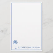 Coastal Blue Palmetto Palm Tree Personalisiert Briefpapier (Vorderseite)