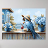 Coastal Blue Parrot Art Print | Wall Poster (Vorne)