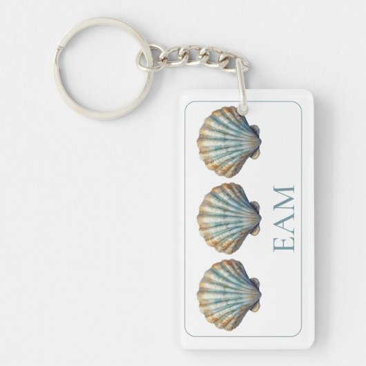 Coastal Blue Scallop Seashell Monogram Schlüsselanhänger (Vorderseite)