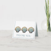 Coastal Blue Scallop Seashell Personalisiert Dankeskarte (Vorderseite)