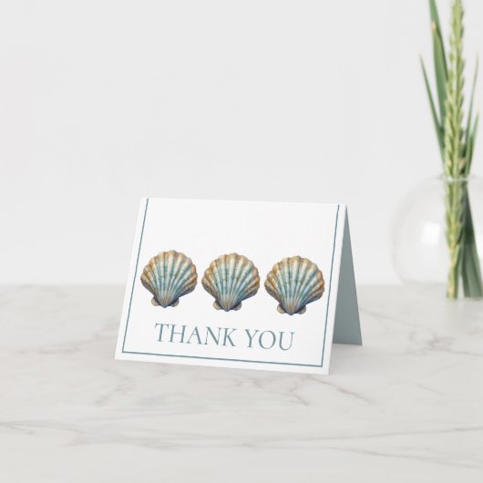 Coastal Blue Scallop Seashell Personalisiert Dankeskarte (Vorderseite)