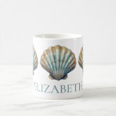 Coastal Blue Scallop Seashell Personalisiert Kaffeetasse (Mittel)