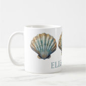 Coastal Blue Scallop Seashell Personalisiert Kaffeetasse (Links)