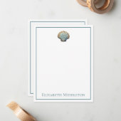 Coastal Blue Scallop Seashell Personalisiert Mitteilungskarte (Vorderseite/Rückseite Beispiel)
