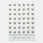 Coastal Blue Scallop Seashell Personalized Geschirrtuch (Vertikal)