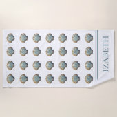 Coastal Blue Scallop Seashell Personalized Strandtuch (Vorderseite)