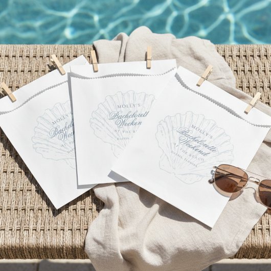 Coastal Blue Seashell Bachelorette Geschenktütchen