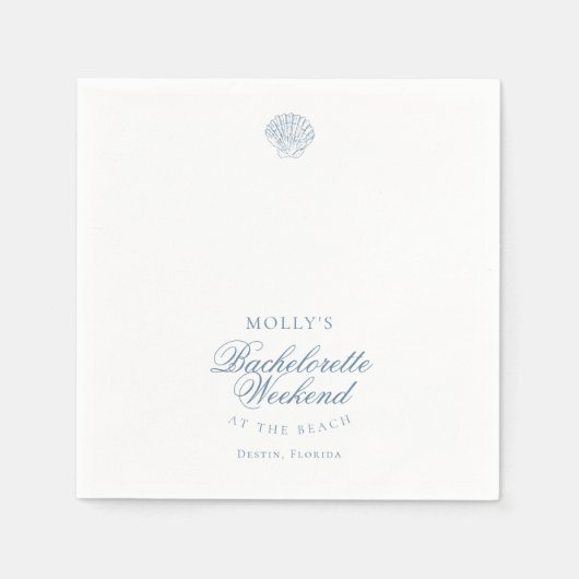 Coastal Blue Seashell Bachelorette Serviette (Vorderseite)
