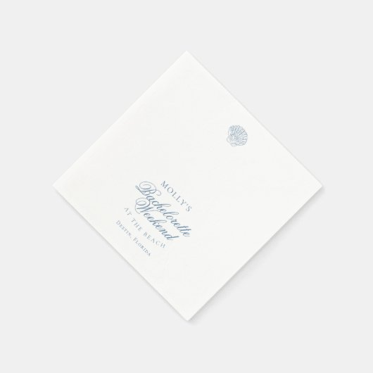 Coastal Blue Seashell Bachelorette Serviette (Ecke)