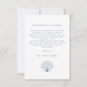 Coastal Blue Seashell Monogram Wedding Dankeskarte (Rückseite)