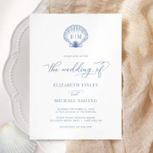 Coastal Blue Seashell Monogram Wedding