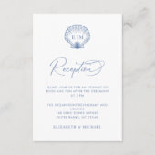 Coastal Blue Seashell Monogram Wedding Reception Begleitkarte (Vorderseite)