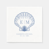 Coastal Blue Seashell Monogram Wedding Serviette (Vorderseite)