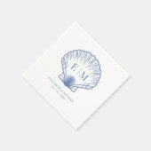 Coastal Blue Seashell Monogram Wedding Serviette (Ecke)