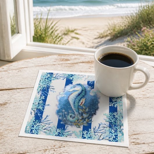 Coastal Blue Seepferd Paper Napkins Serviette