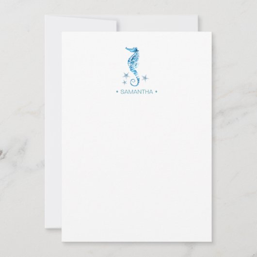 Coastal Blue Seepferd Personalisiert Stationery Mitteilungskarte (Vorderseite)